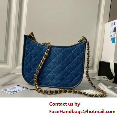 Chanel Washed Denim  &  Gold-Tone Metal Hobo Handbag AS4666 Blue 2025